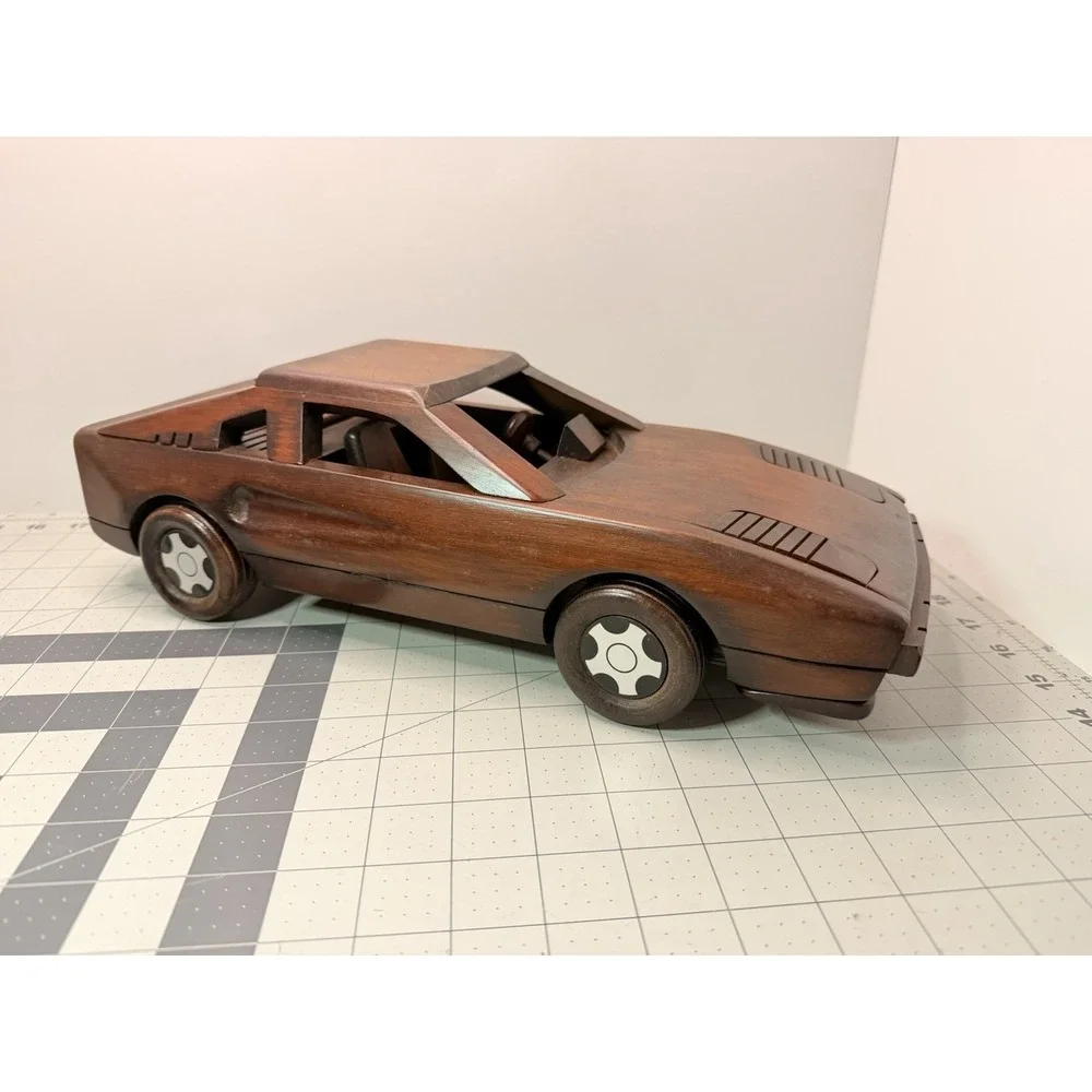 Vintage Handcrafted Wooden Sports Car Model Ferrari 308 GTB